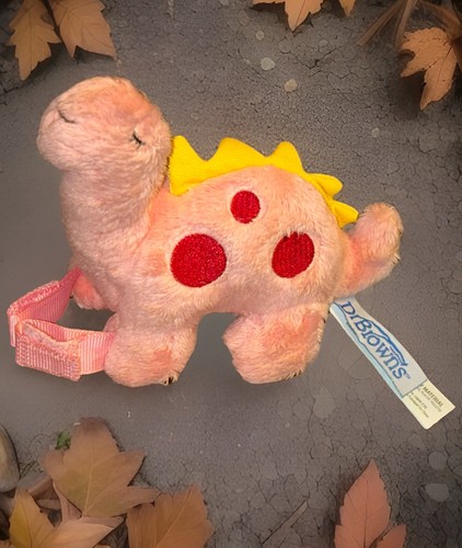 Dr Brown’s Plush Pink Yellow Red Dinosaur Pacifier Holder/Lovey HTF