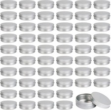 60 Pack Tins 2Oz Metal Round Tins Aluminum Tin Cans Containers W/ Screw Lid