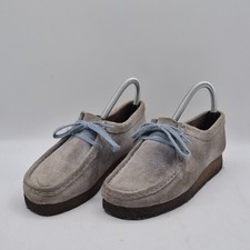 Clarks Originals Shoes Womens Size 7.5 Gray Suede Wallabee Crepe Sole Moc Toe