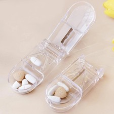 New PILL CUTTER Splitter Half Storage Compartment Box Medicine Tablet Holder