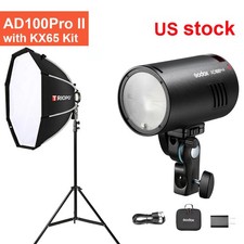 Godox AD100ProII TTL HSS 100W 2.4G Pocket Flash 65cm softbox KX65 2m Tripod