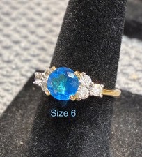 925 Sterling Silver Ring W blue And Clear Gemstone Size 6