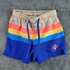 Buc-ees Shorts Boys 2T Multi Lined Swim Trunks Beaver Logo Swim Bottoms