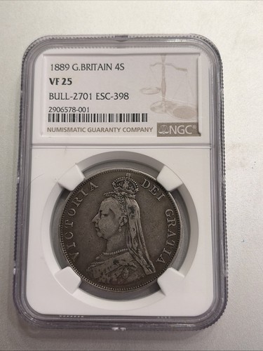 1889 Great Britain 4S VF25 4 Schilling Victoria Bull-2701 ESC-398 Double Florin
