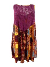 Free People Women's Count Me In Trapeze Tunic Top Mini Dress (M, Ochre Combo)