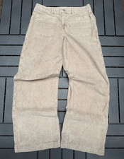 American Eagle Wide Leg Corduroy Pants Women’s 6 Long Beige Stretch High Rise