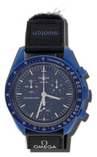 Omega OMEGA MOON SWATCH Speedmaster Watch Navy Authentic Men H:1.89” W:1.69” 2338