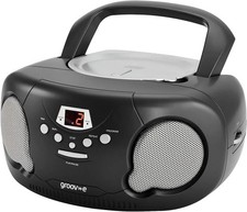 Groov-e Original Boombox - Portable CD Player with Bluetooth, Radio, 3.5mm Aux P