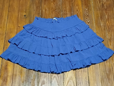 Love Tree  Pretty Blue Tiered  Ruffle  Mini Skirt  Elastic Waist Large NWOT