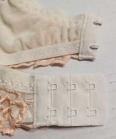 Vtg Lise Charmel 36E Bra Cream Embroidered Tangarine Rose Underwire Lace 