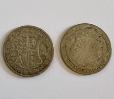 George V 1920 & 1929 Half Crown coins 0.5 silver