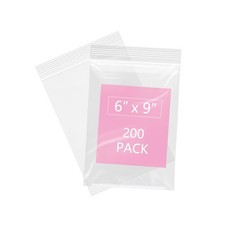 200 PCS 6x9 Inch Clear Resealable Zip Plastic Poly Bags Fits A7 A8 A9