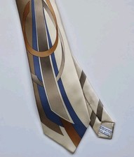 Corbata Vitaliano Pancaldi 100% Seda Hecha a Mano Italia Neutrales Cremas Azul Marrón