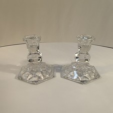 Pair of Clear Glass Candle Holders 3 Inches Tall for Tapered Candles Set of 2