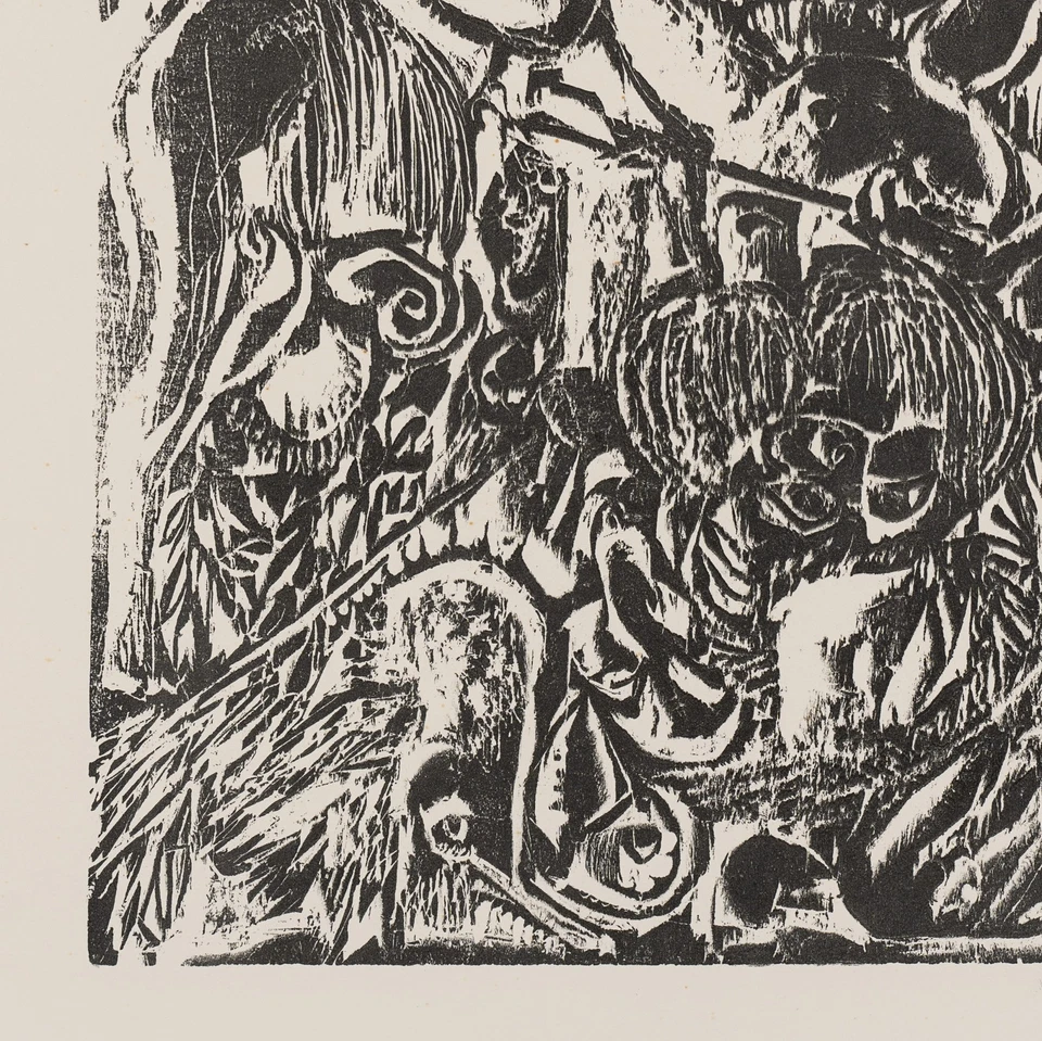 Abstraktes Urwaldstück. Dynamisches Gebilde, Holzschnitt Unbekannt (20.Jhd) - Bild 4 von 4