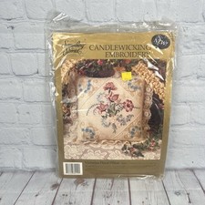 Candamar Designs Candlewicking Embroidery Victorian Floral Pillow Kit New 80219