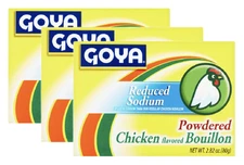 Goya Chicken Bouillon Reduced Sodium, 2.82oz Pack of 3