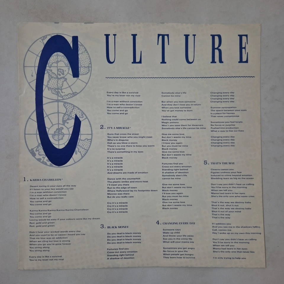 CULTURE CLUB - 'Colour By Numbers' 12" Vinyl LP Record W/POSTER 1983 VIRGIN - Image 3 of 4