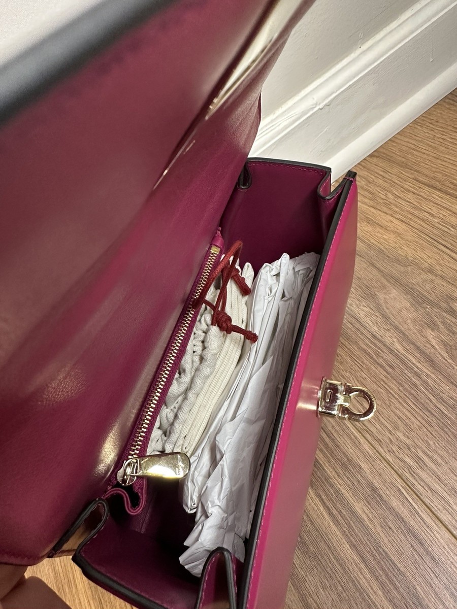 Ferragamo Boxyz Top Handle Bag Cerise Pink Leather Style 21 H645