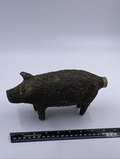 Antique Hillbilly Pig Flask Folk Art Handmade 1930s Papier-Mâché (?) Moonshine