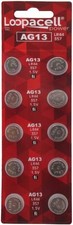 LOOPACELL AG13 LR44 L1154 357 76A A76 Button Cell Battery 10 Pack