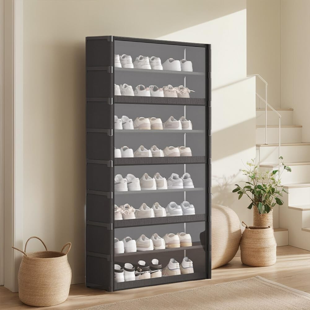 9 Layers Shoe Rack Shoes Standing Cabinet Storage with Dustproof Flip Door 55