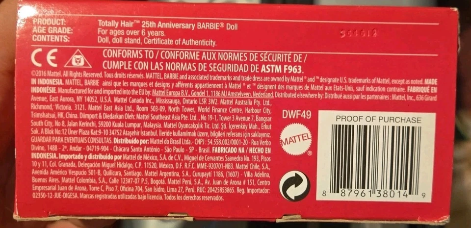 ¡NUEVO! TOTALMENTE PELO 25 ANIVERSARIO BARBIE! Mattel DWF49 en caja original Foto 4 de 4