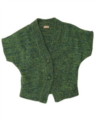 Qiero Womens Short Sleeve Cardigan Sweater IT 40 Small Green Flecked CC14