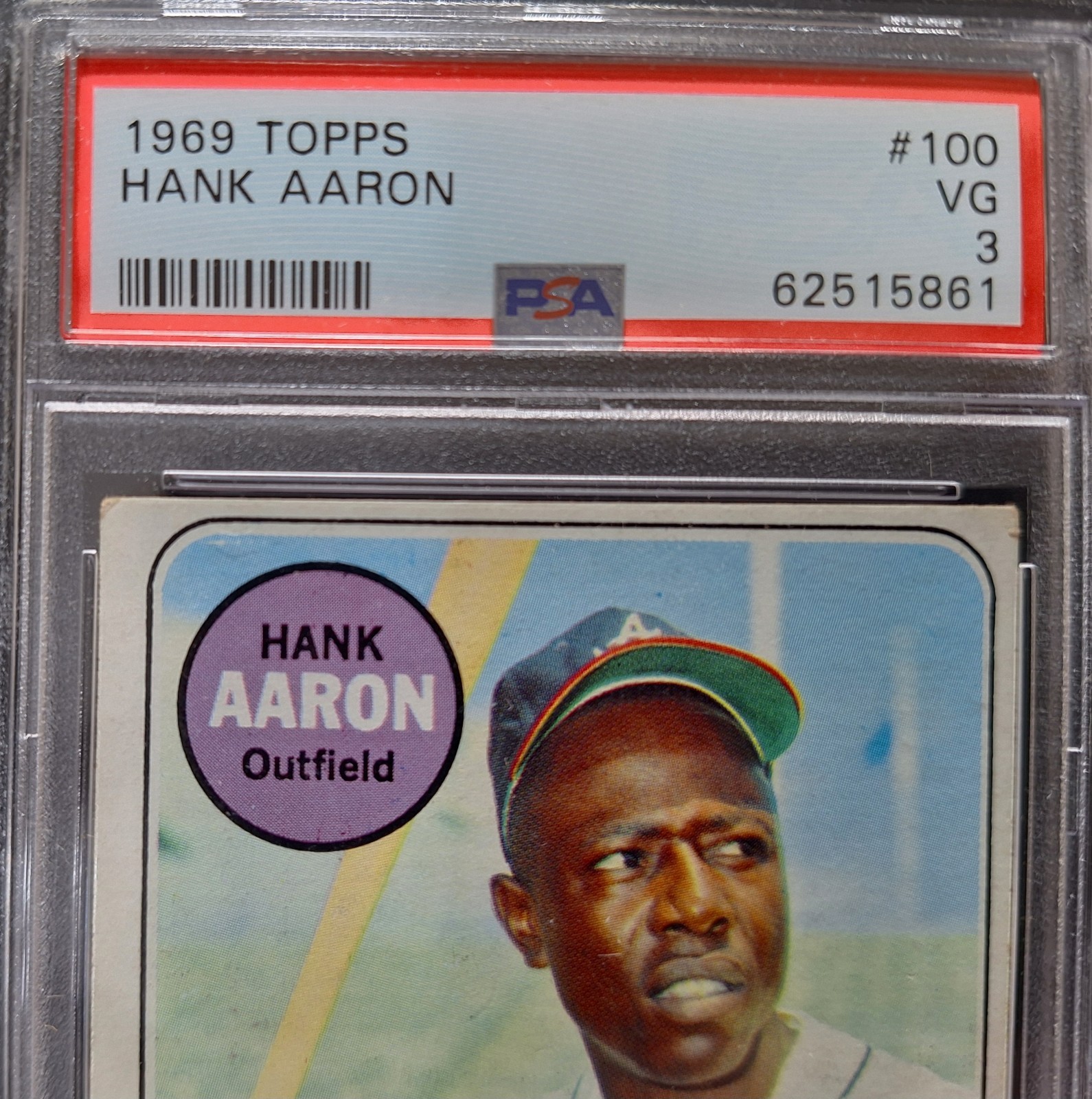 PSA 3 - 1969 Topps #100 Hank Aaron Atlanta Braves HOF view 3