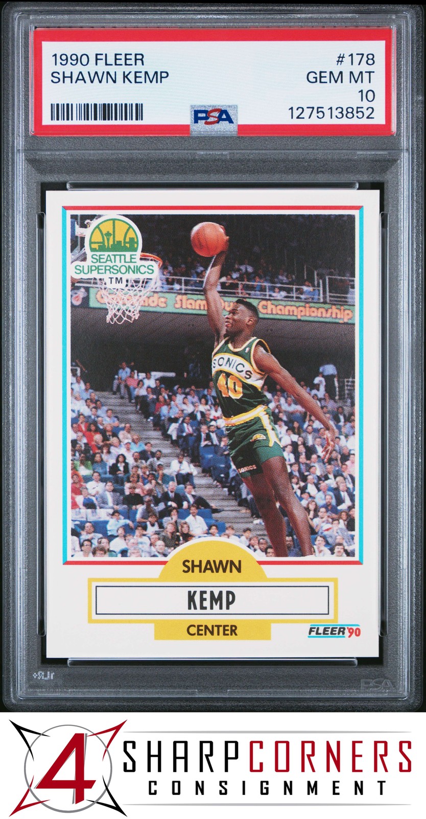1990 FLEER #178 SHAWN KEMP RC SUPERSONICS PSA 10