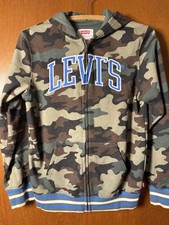 Boys Youth Large Levi's Jacket Camo Green Fleece Full-Zip Hoodie All-over