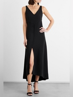NWT Iris & Ink Elise Cady Maxi Dress Black V Neck Sleeveless Sz UK 10