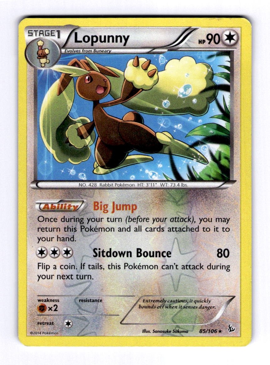 Lopunny XY - Flashfire #85 (2014) Rare Reverse Holo LP Pokemon