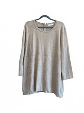 Tulchan Womens Beige 100% Merino Wool Sweater Pullover Tunic Jumper Size 18