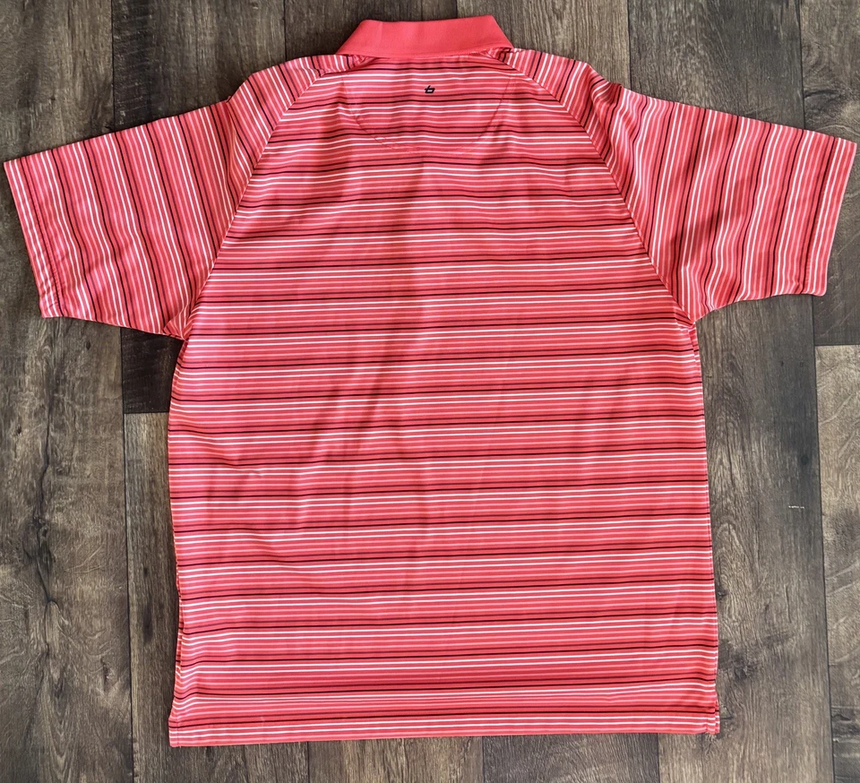 Camisa Polo/Golf Bolle Golf-XL NUEVA SIN ETIQUETAS Nueva Coral Azul Marino Rayas Naranja Blanco Absorbente XL Foto 3 de 4