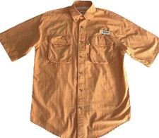 Magellan Orange Vented Fishing Shirt Mens Medium Short Sleeve Outdoor EUC