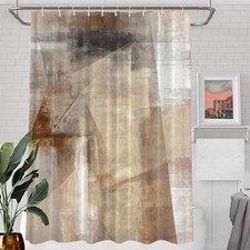 Brown Beige Abstract Art Acrylic Painting Decorative Shower Curtain Waterproof
