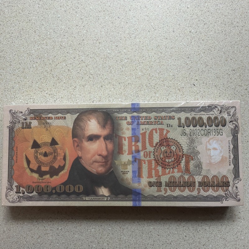 100-Ct Halloween MILLION DOLLAR BILL Living Waters Christian Tract Harrison