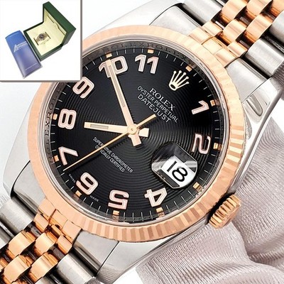 Rolex Datejust 36mm Black Concentric Rose Gold/Steel Jubilee 116231 Box/Apr