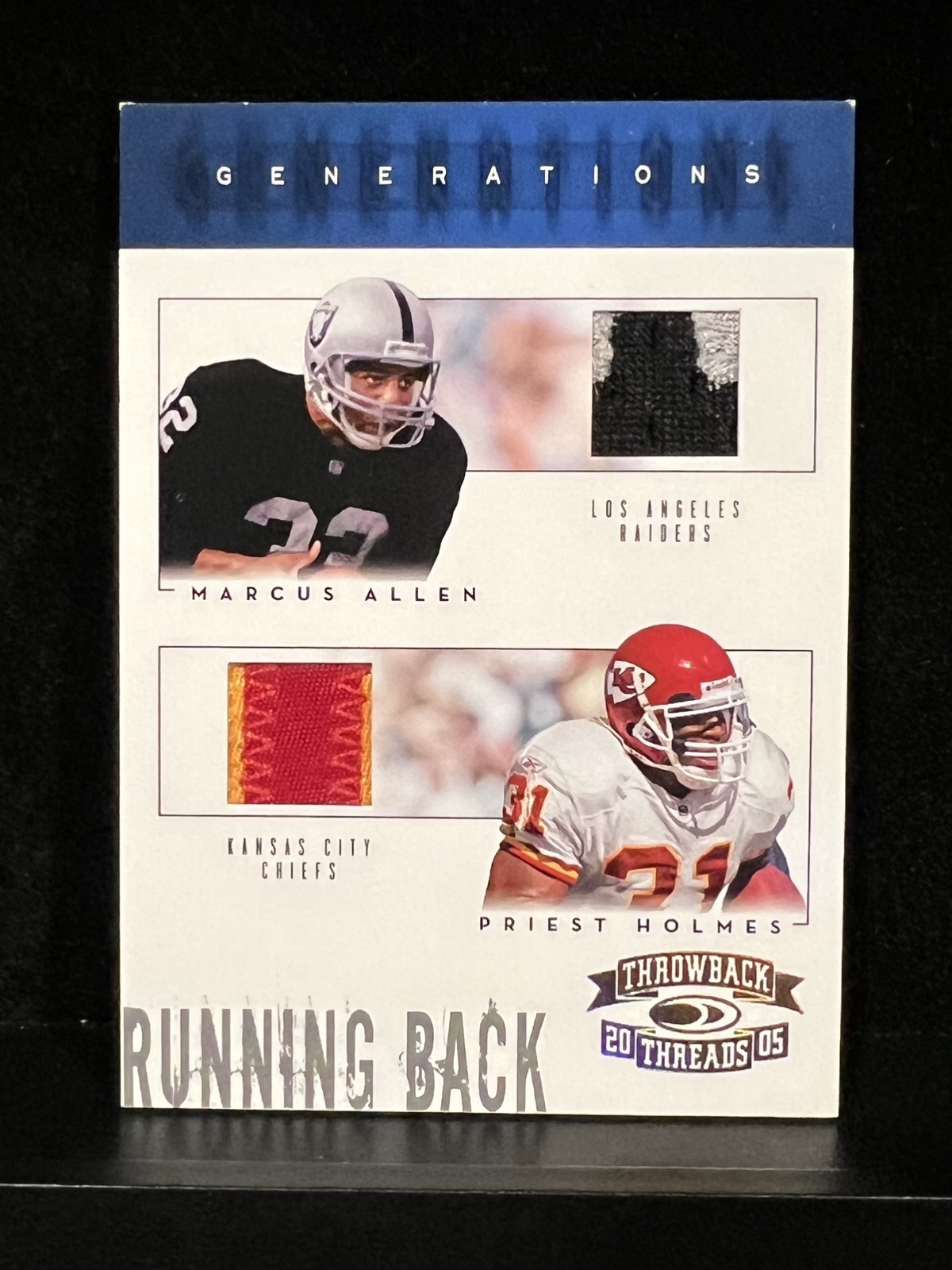 2005 Donruss Marcus Allen-Priest Holmes Dual Game Worn Patch /10 #G-16 HOF 