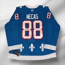 MARTIN NECAS AVALANCHE SIGNED / AUTOGRAPHED NORDIQUES HERITAGE JERSEY BAS COA!!