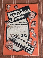 Vintage 1937 5 Minute Harmonica Course Book  M.M. Cole  Learn to Play Fast 
