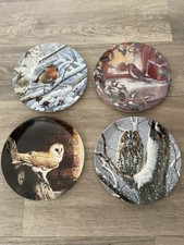 4 x OWLS ROBINS DANBURY MINT & COALPORT WEDGWOOD COLLECTORS PLATES