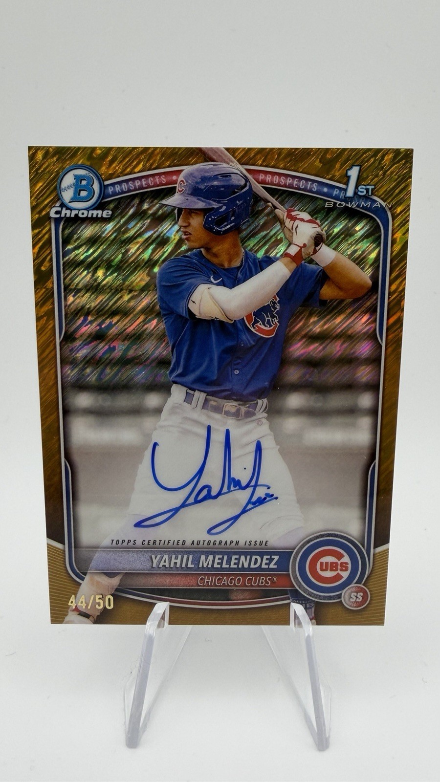 2025 Bowman Chrome Autographs Yahil Melendez #CPA-YM Gold Shimmer Refractor /50