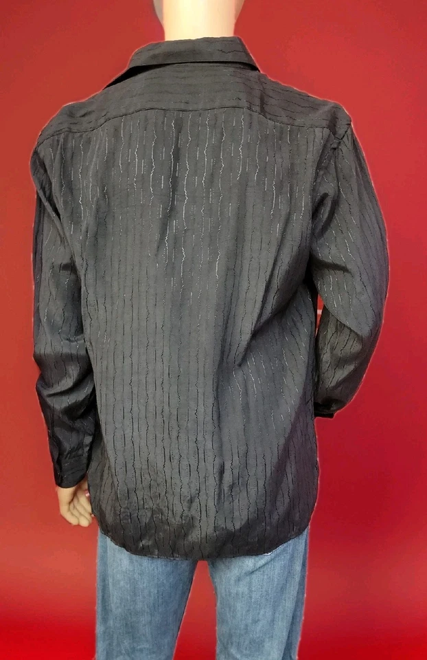 MARQUIS Single Needle Tailored Black Size L Button Up Men's Shirt Patterned #C - Image 4 of 4