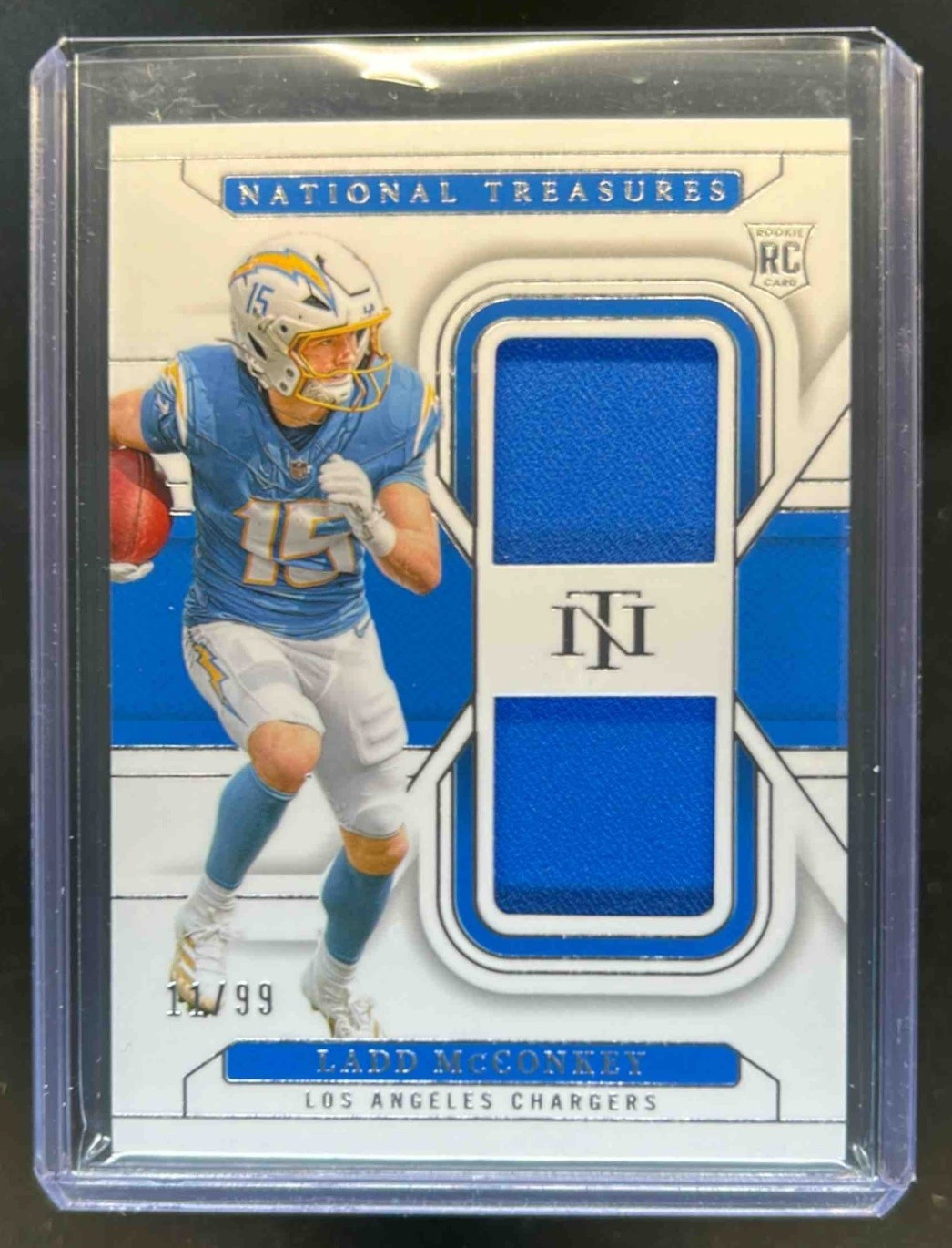 2024 National Treasures Ladd McConkey Rookie Dual Materials RC #11/99 Chargers