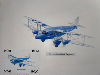 De Havilland 86A Express orig. Aquarell Kunstwerk British Airway Spielkarten