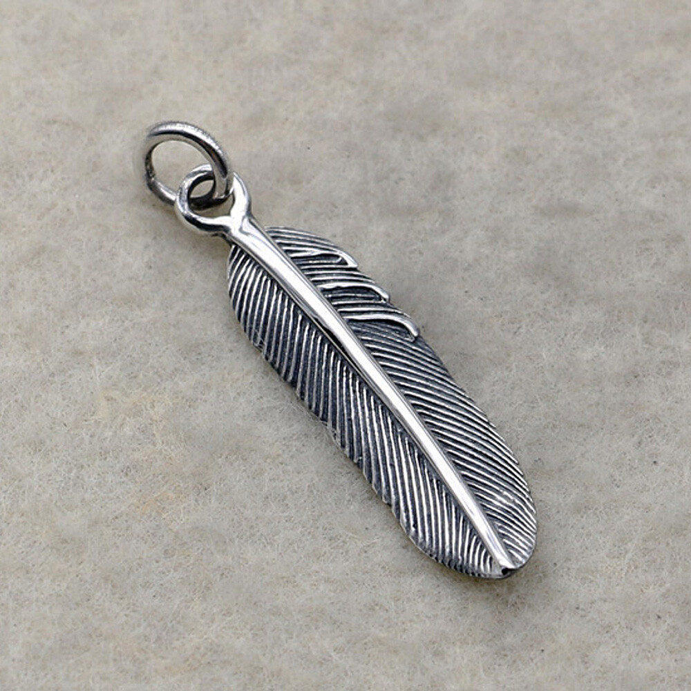 Oxidized 925 Sterling Silver Feather Pendant A2407 | eBay