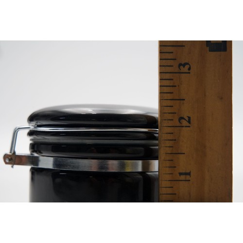 5-Piece Black Ceramic Canister Set w/ Lids & 3 Spoons, Sealed Clamp Closure - Picture 8 of 12
