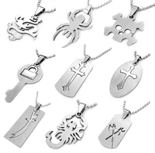 2-Pack CROSS Skull SCORPION Axe SPIDER Sword KEY DRAGON Stainless Steel Pendant